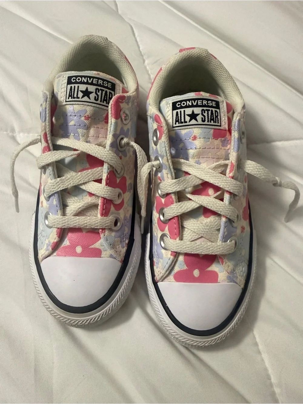 Converse Kids All Star Floral Low Top Sneakers - Pink, Lavender, White